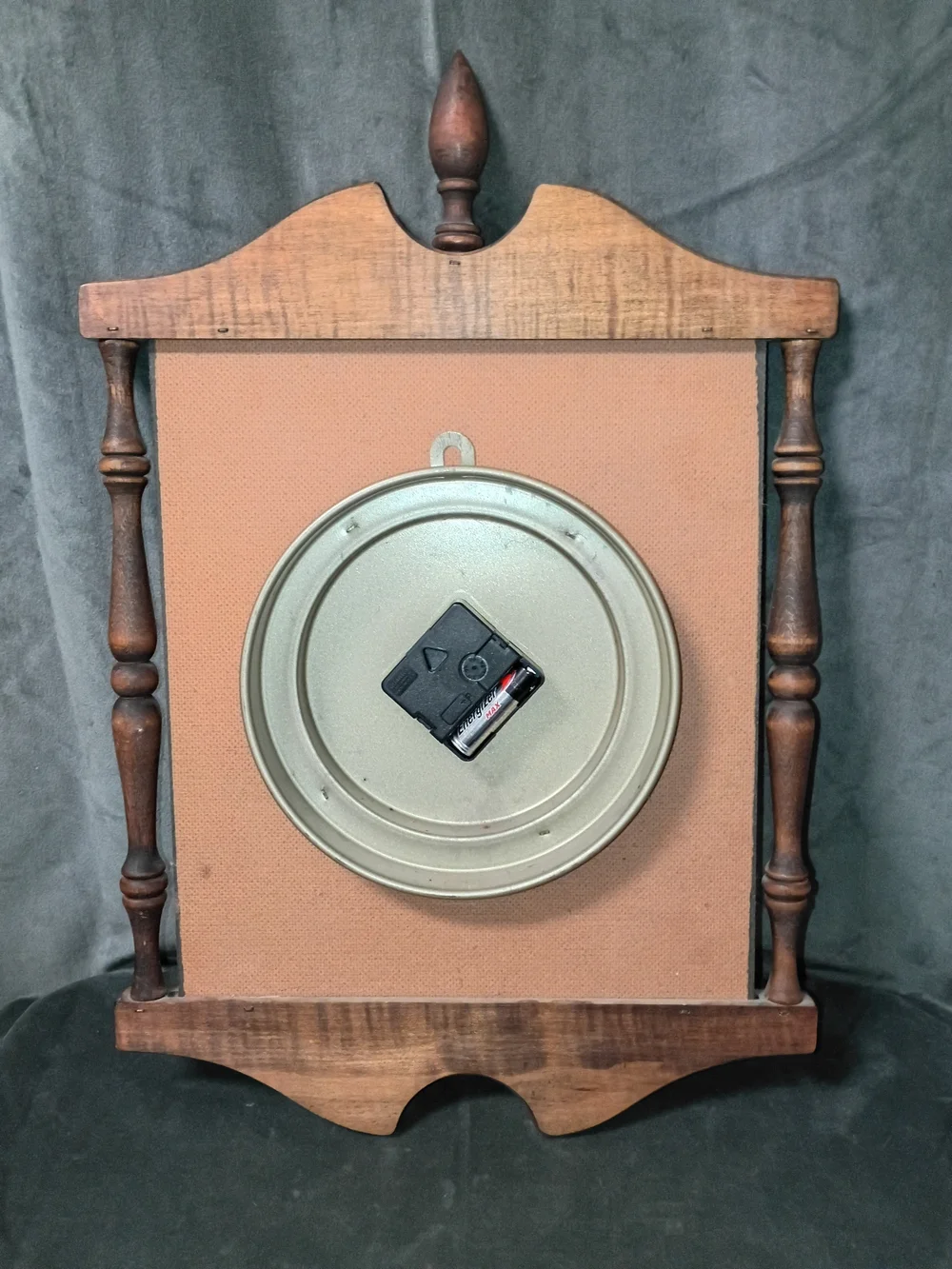 Vintage Verichron Cottagecore Wall Clock with Orange Floral Dial And Wood Case
